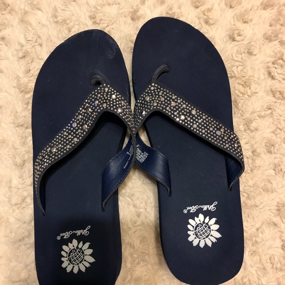 yellow box navy flip flops